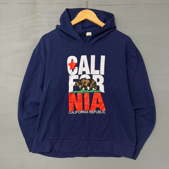 True Vintage 70s California‎ Republic Blue Hoodie Sweatshirt Large READ - Picture 1 of 6